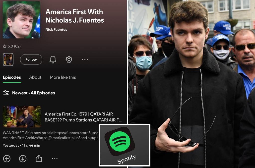 Spotify cans Nick Fuentes’ podcast for breaking hate-speech rules
